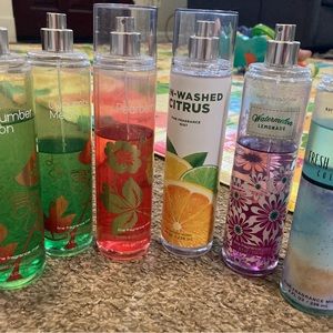 Bath & Body Works Body Spray x 6 cucumber melon, sun washed citrus,watermelon
